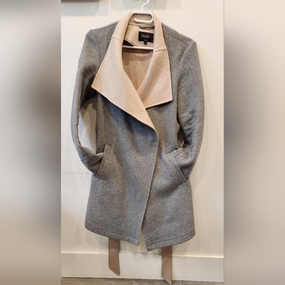 Laundry by Shelli Segal Drape Front Wool Blend Coat, Grey and Light Pink… - Picture 2 of 16